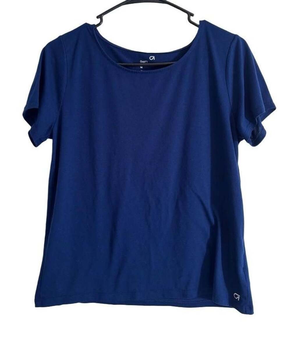 GapFit Open Back Short Sleeve Top T-Shirt Blue Size M